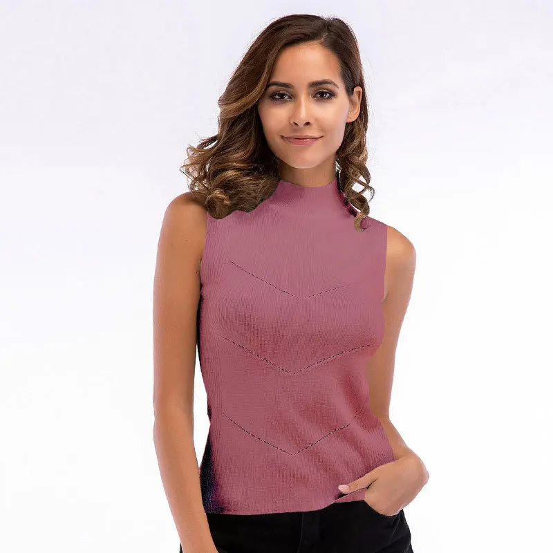 Women's Round Neck Knit Top High Neck 