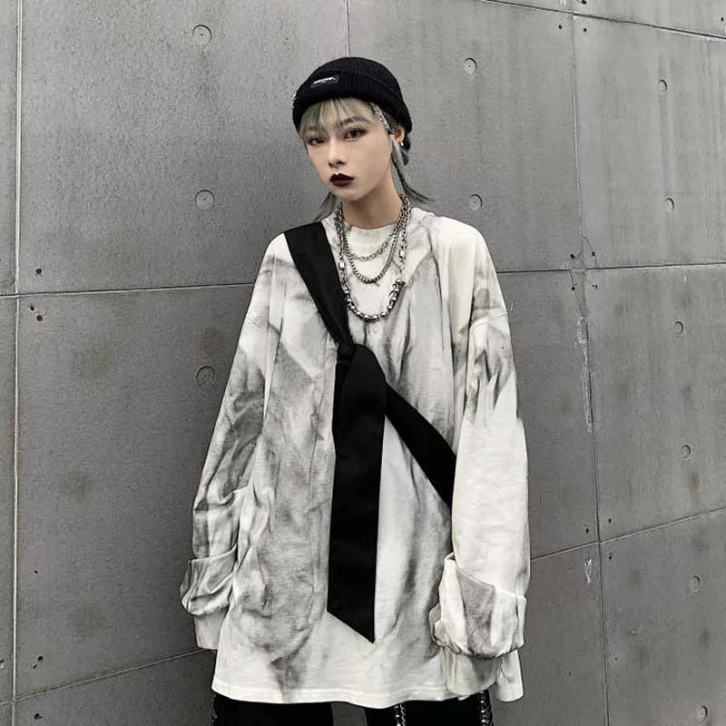 NiceMix, корейский стиль, ins, толстовки с круглым вырезом, с принтом, Harajuku, однотонная, осенняя, новинка, женская одежда, Повседневный, длинный рукав, пуловер и hoo - Цвет: Белый
