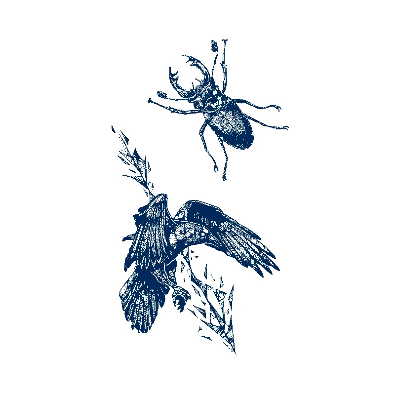 Meerjungfrau/Delfin/Adler/Ochsenhorn-Fee, hält 15 Tage, wasserfeste temporäre Tattoos für Männer, Flash-Tattoo, temporäres Fake-Tattoo – Detail 1
