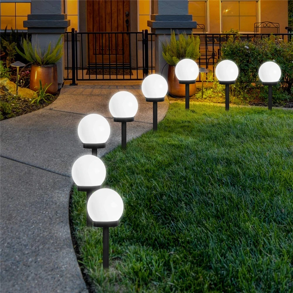 Led Ball Solar Outdoor Lights Garden Light Waterproof For Yard Patio Walkway Landscape In Ground Spike Pathway Cool White Solar Lamps Aliexpress