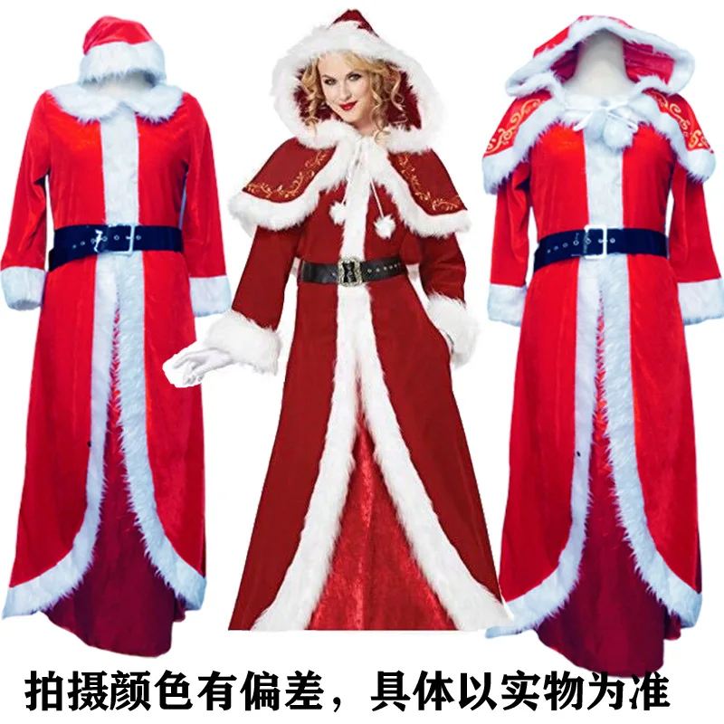 Полный комплект рождественских костюмов Санта Клауса для взрослых, Красная рождественская одежда, костюм Санта Клауса, роскошный костюм для мужчин Wo men d