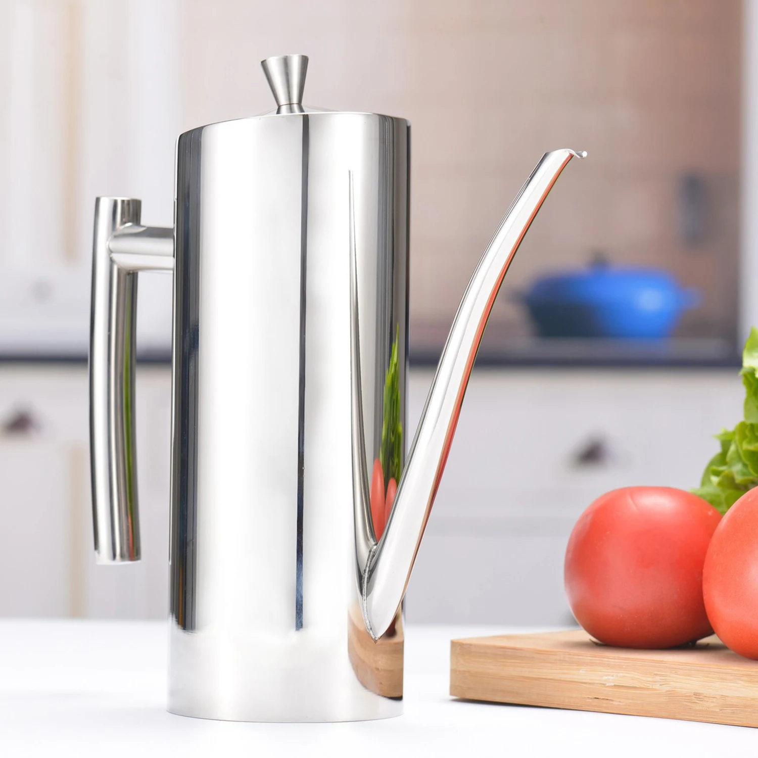 

Hot New 304 Stainless Steel Oil Can Drizzler Cruet Pot Flagon Olive Oil Dispensor with Drip-Free Spout Lid Cap 700ml Seasoning B