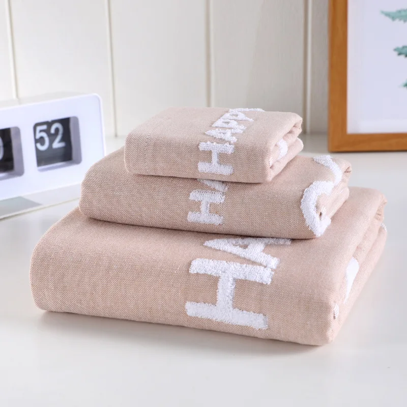 3Pcs/Lot Baby towel+Baby Bath Towel Newborn Baby Gift kids Swimming Beach Toallas Happy Letters Baby Towel Set