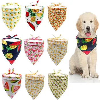 

Pineapple Fruit Print Pet Dog Bandana Small Dog Cat Scarf Adjustable Cotton Dog Puppy Peach Summer Pet Dog Grooming Accessories