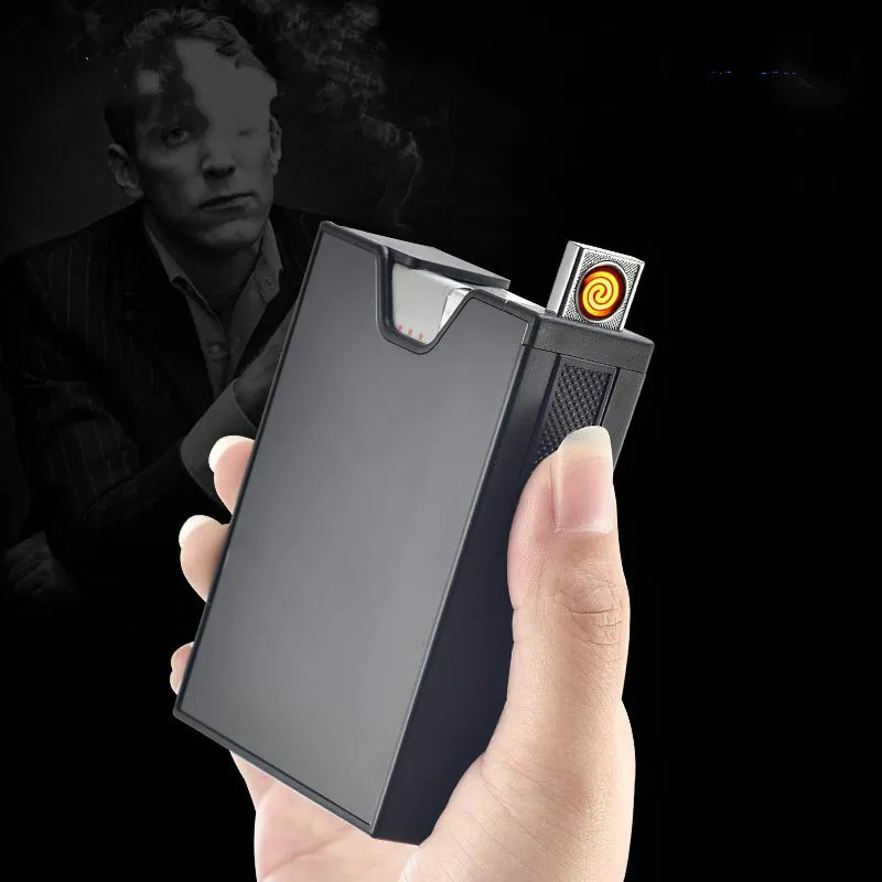 Портативный USB чехол для электронной сигареты с зажигалкой 20 шт сигарета весь пакет сигарет держатель сигареты коробка гаджеты для мужчин