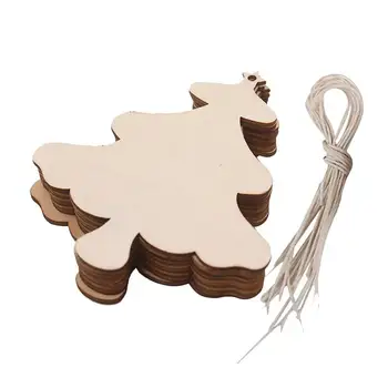 

10PCS Christmas Ornaments Xmas Tree Hanging Wooden Tinkle Bell Pendants Embellishments Decorations for Festival Party Home Store