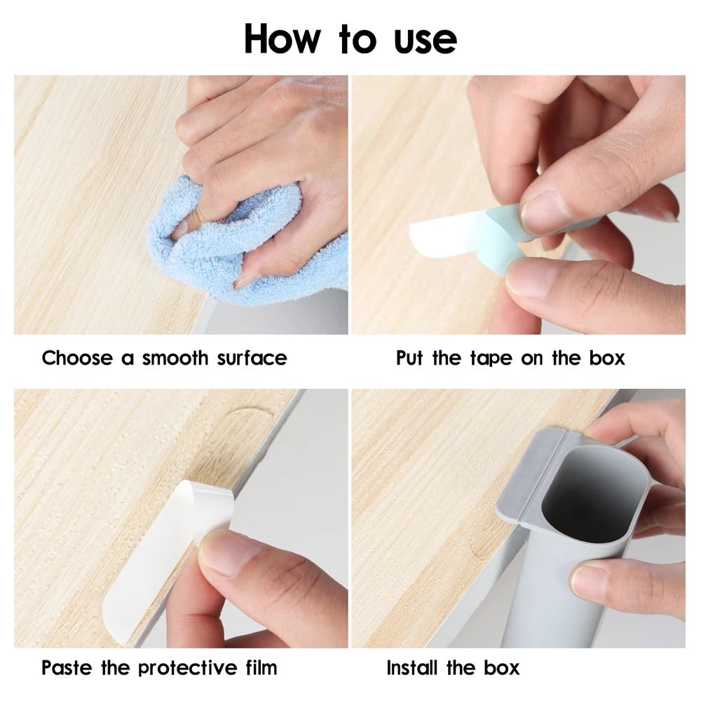 Creative Storage Box Self-Adhesive Hanging Pen Holders Desktop Organizer Pencil Case Home Office School Computer Desk Finishing