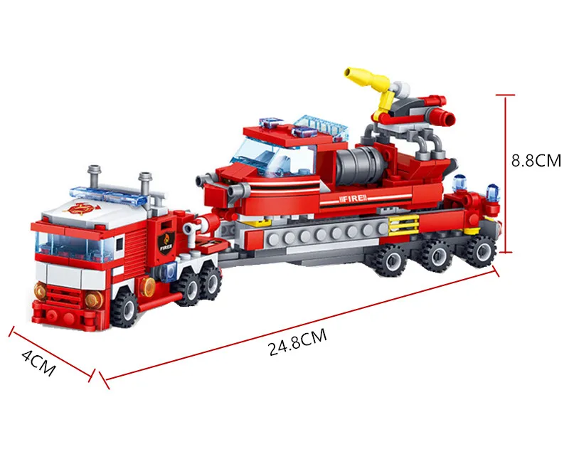 348 шт, городские пожарные машины, вертолет, лодка, строительные блоки, пожарный, легоинглс, Juguetes, кирпичи, Playmobil, детские игрушки