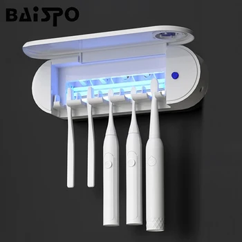 

BAISPO UV Toothbrush Sterilizer Home Drying Disinfection Toothbrush Holder Bathroom Accessories Sets Wall Mount Sterilizer Shelf