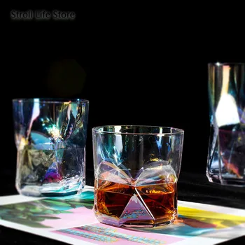 

Nordic Whiskey Glass Cup Wine Glass Colorful Cup Champagne Glasses Drinking Transparent Cocktail Glass Kitchen Verre Gift FJ015