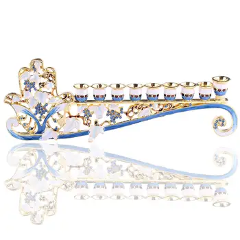 

Hamsa Hanukkah Menorah Jewish Candelabra Candle Candlestick Holder Home Decoration Party Festival Candleholder