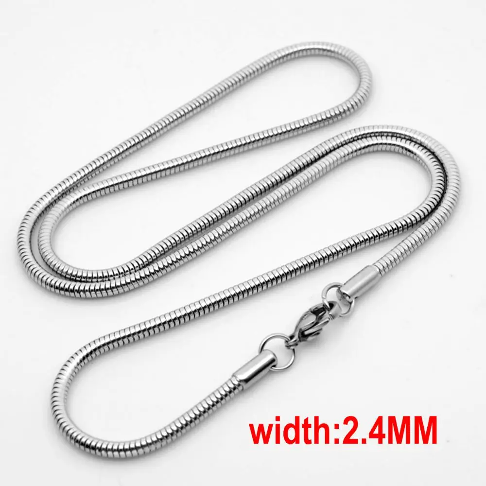 REGELIN 45/50/55/60 см Длина 316L Нержавеющая сталь цепь змея цепи Ключичное цепи карабины простой цепи Цепочки и ожерелья - Окраска металла: 2.4MM