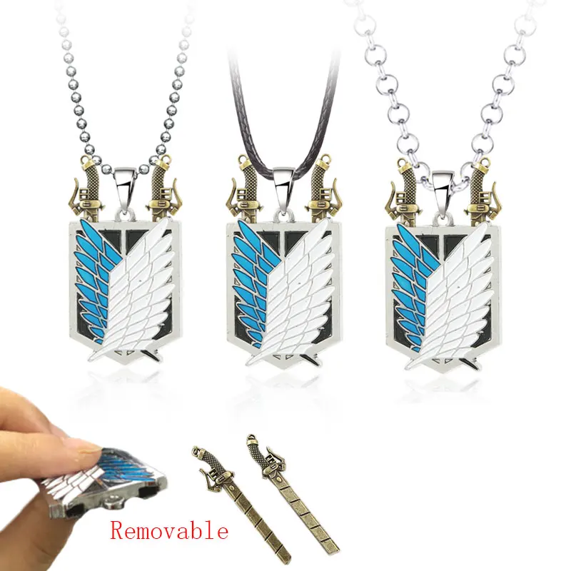 Anime Shingeki No Kyojin Necklace Attack On Titan Wings of Liberty Weapon Pendant Necklaces Cosplay Jewelry Collares | Украшения и