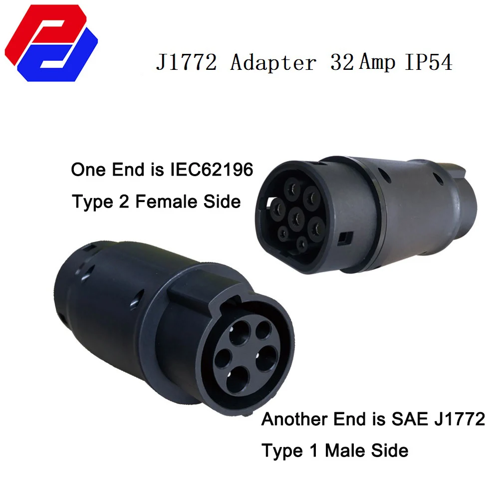 Адаптер для зарядки электромобиля 32A Sae j1772 к IEC 62196 2 штепсельная вилка типа 1 и