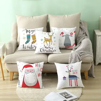 

Christmas Decoration Throw Pillow Covers Linen Elf Farmhouse Winter Cushion Cases Supplies Car Printed Pillow Santa Gnome C Z4K4