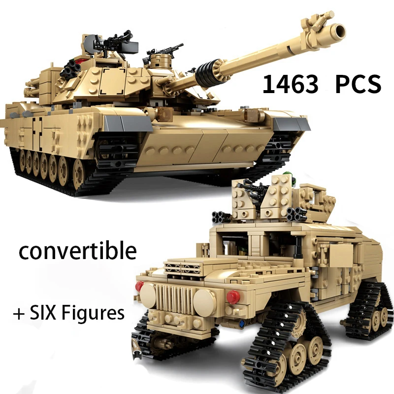 Модель военного танка спецназа M1A2 1463 деталей Вторая мировая война|Блочные