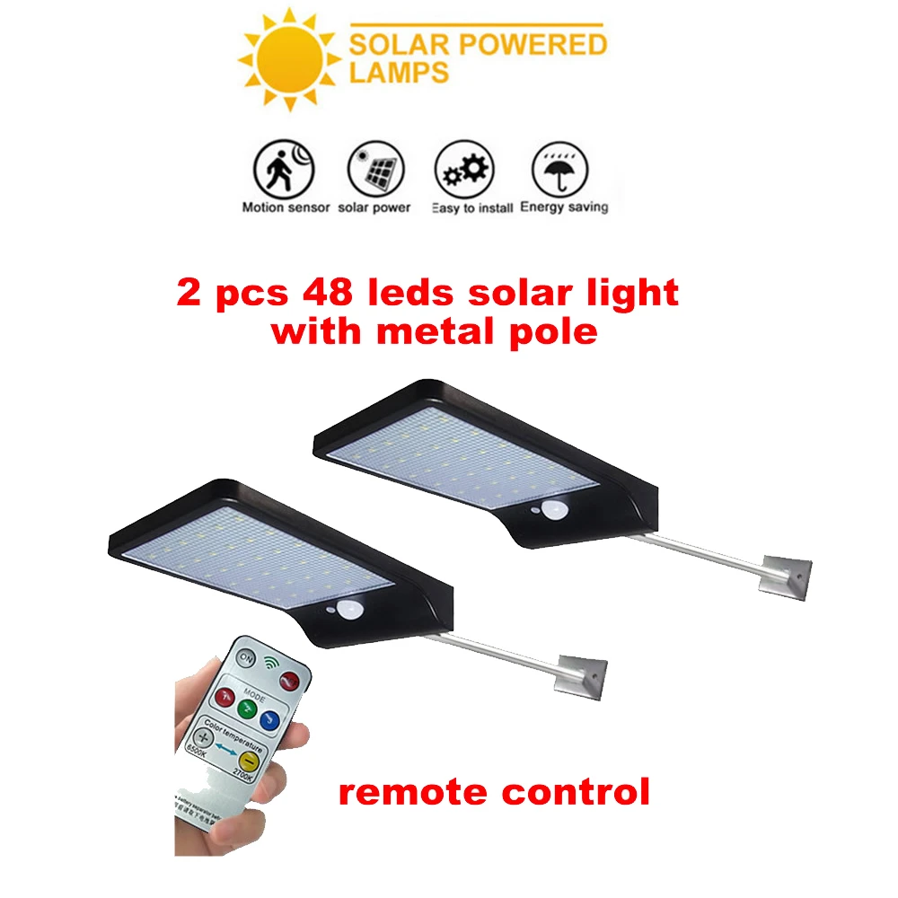 

2/4pcs LED Solar Light 48 Led Solar Lamp Outdoor Light Security Wireless Waterproof With PIR Motion Sensor Light UltraThin secur