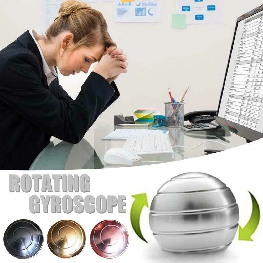 Desktop Decompression Rotating Spherical Gyro Power Office Toy Fidget Toy Mobile Finger Toy