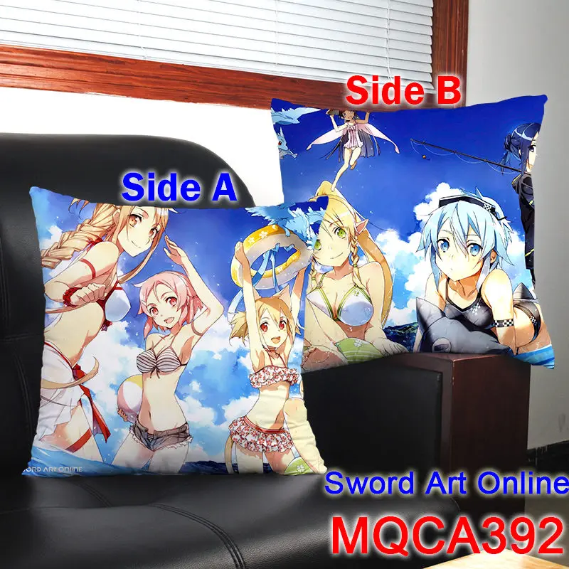 45X45 см аниме меч искусство онлайн наволочка SAO Yuuki Асуна Кирито Dakimakura Чехол 3D двусторонний принт Наволочка декоративная - Цвет: 12