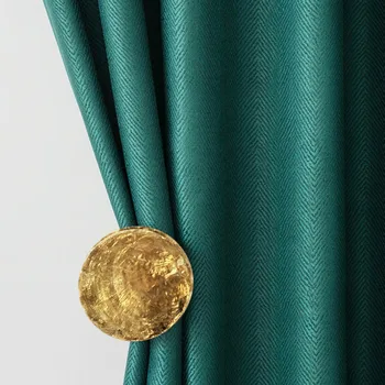 

Fishbone Texture Simple Retro Green Color Modern Style Light Luxury High Precision Shade Curtains for Living Roomr Bedroom