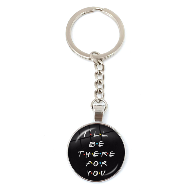 Friends TV Show Pendant Keychain Character Cartoon Fun Pattern 25mm Glass Cabochon Key Ring Keyholder Good Friend Gift