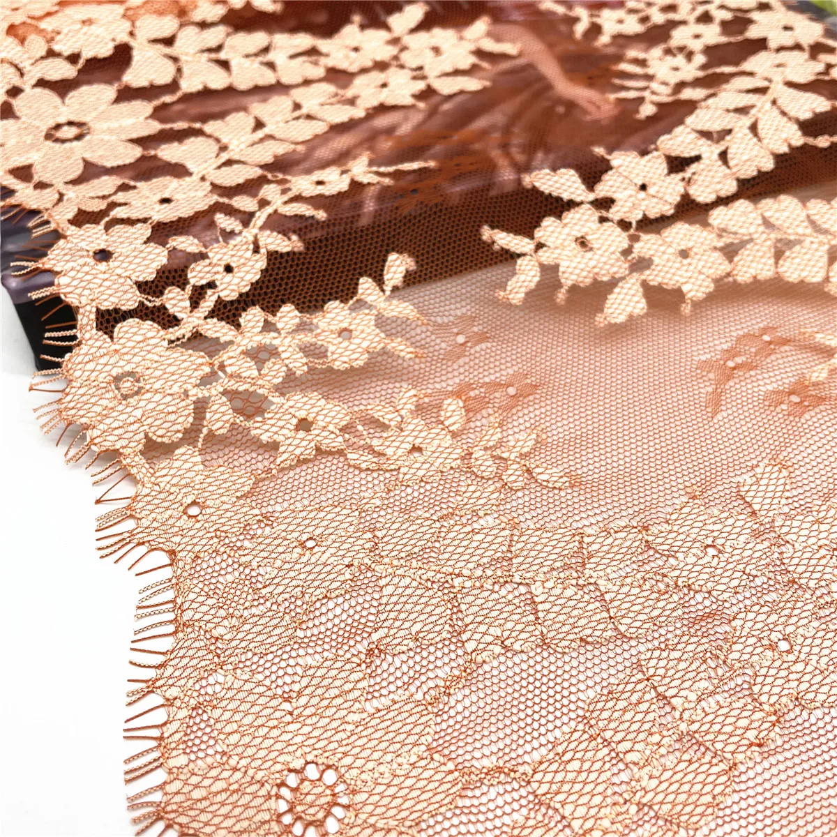3y/Lot Width 25cm No-Elastic Yellow Orange Eyelash Lace Trim 3