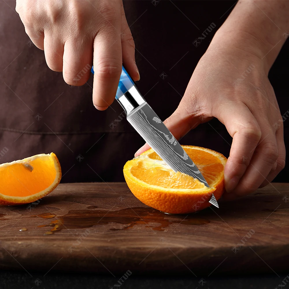 XITUO Kitchen Knife Set Japanese Chef Knives 7CR17 Stainless Steel Damascus Laser Slicing Santoku Cleaver 1-10pc Kitchen Knifes