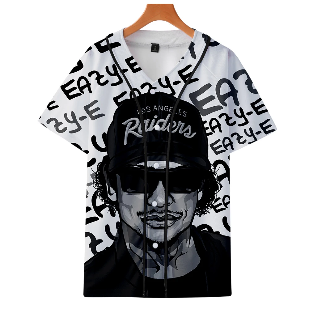 Гангста рэп Eazy E мужские рубашки с коротким рукавом высокое качество 3D печать мягкая гавайская рубашка бейсбольная Кнопка дропшиппинг и