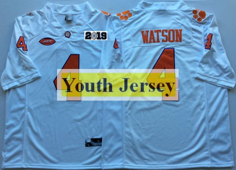 Youth's Clemson college 16 Тревор Лоуренс#4 Deshaun Watson#9 Уэйн галлман II Джерси-Белый Фиолетовый Оранжевый - Цвет: 2019