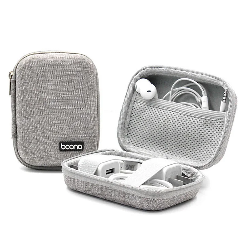 Small Oval Earphone Storage Bags Hard Shell Data Cable Organizer Bag Mini Tech Gadgets Portable Case Charger U Disk Zipper Pouch 2