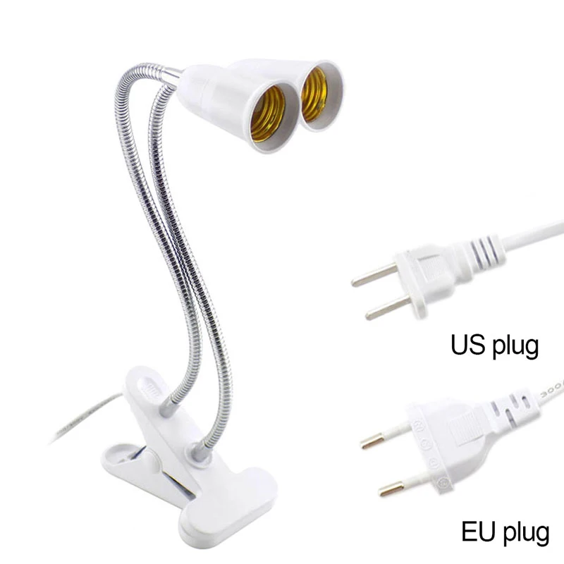 

E27 Flexible Lamp base Holder Table desk Clip E27 Base Led Lamp for Book grow Lights 360 holder EU US UK On off Switch Plugs