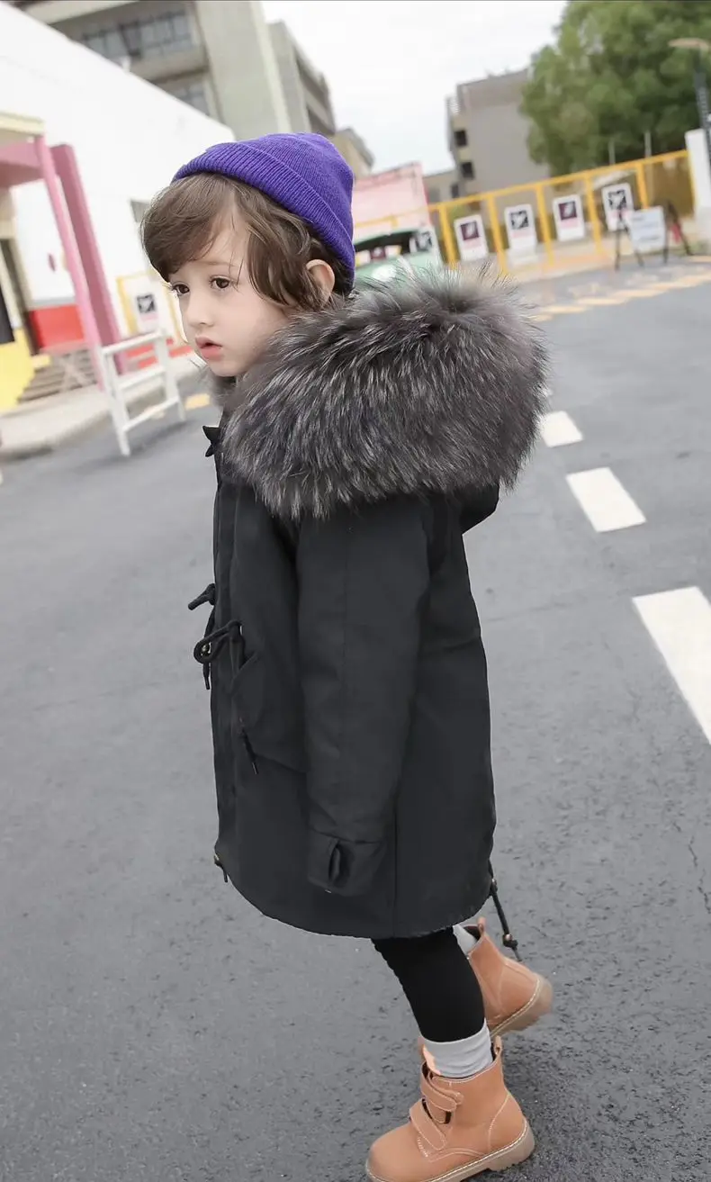 Детское пальто с кроличьим мехом; теплые пуховики для девочек; зимние парки для мальчиков; пальто с капюшоном из натурального меха енота; куртка для девочек; TZ279