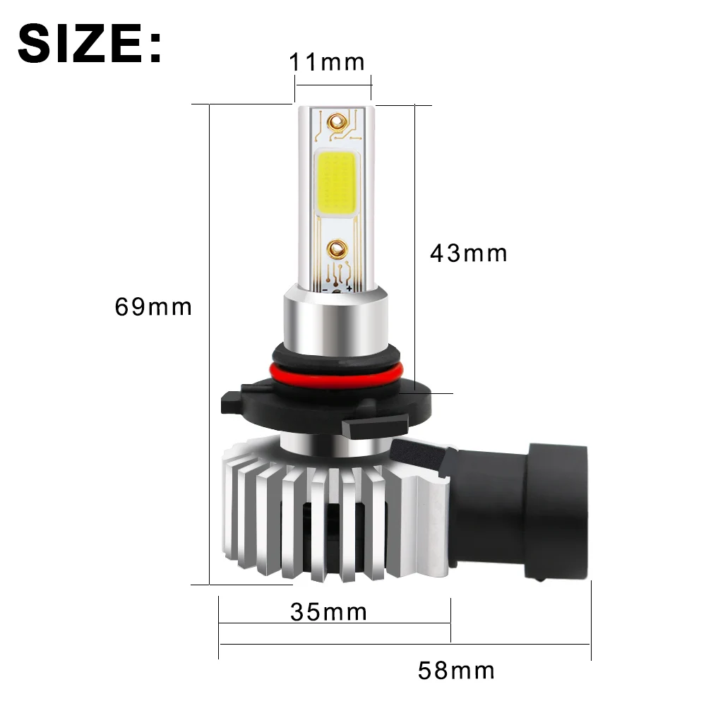 9005 HB3 H10 60 Вт 6000 лм Автомобильный светодиодный противотуманный светильник, мини-головной светильник, комплект к белый* Ультра-мини дизайн, штекер a n d p l a y