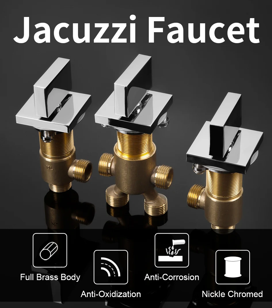 Brass Chromed Waterfall Jacuzzi Faucet 3pcs Set Three Handles