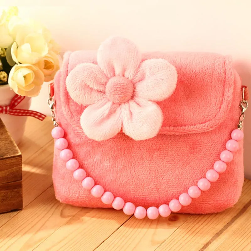 2020 new cute three-dimensional flower plush messenger pouch princess bag baby girl child kindergarten shoulder bag gift