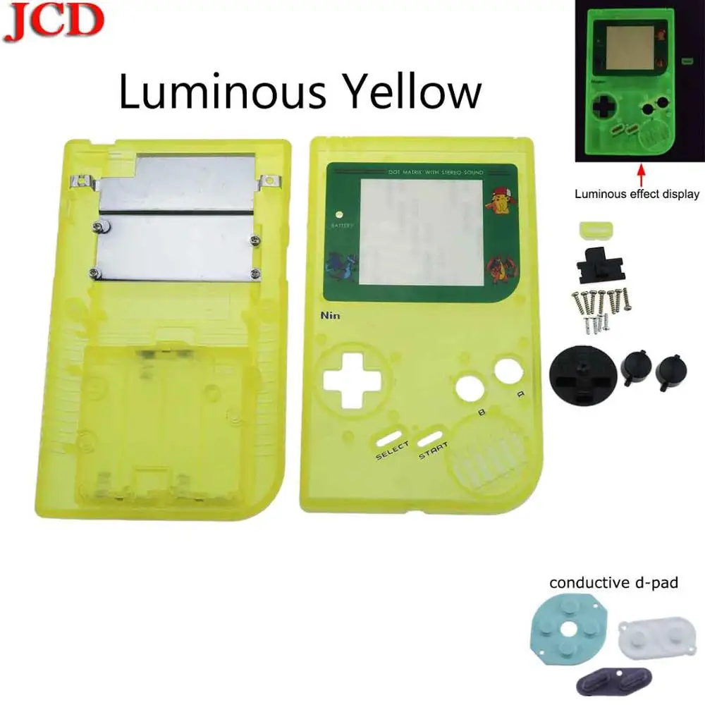 Luminous Yellow JCD DIY полный корпус Оболочка Чехол Для GB запасная часть для nintendo для Gameboy классический для GB DMG GBO пластиковый корпус крышка - Цвет: Luminous Yellow