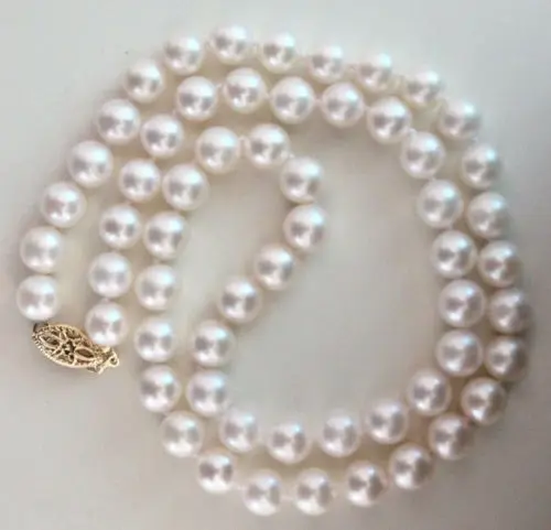 

14k/20 yellow gold CLASSIC NATURAL8-9mm WHITE SOUTH SEA PEARL NECKLACE 18 inch