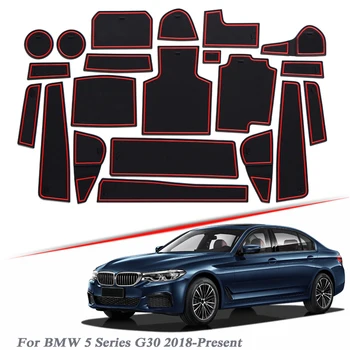 

21pcs Car Styling Gate slot pad For BMW 5 Series G30 2018-2020 Silica Gel Door Groove Mat Auto interior Non-slip dust Accessory