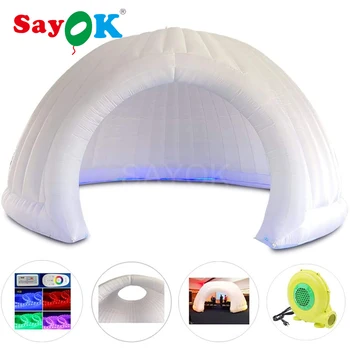 Online LED Inflatable Roofless Dome Tent With Blower Inflatable Panoramic Office Tent With Air Blower For Event Party Show Exhibition