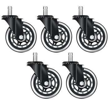 

5Pcs Office Chair Caster Wheels Replacement 2.5 Inch Office Chair Wheels Soft Rubber Wheel Furniture Hardware(11X22)