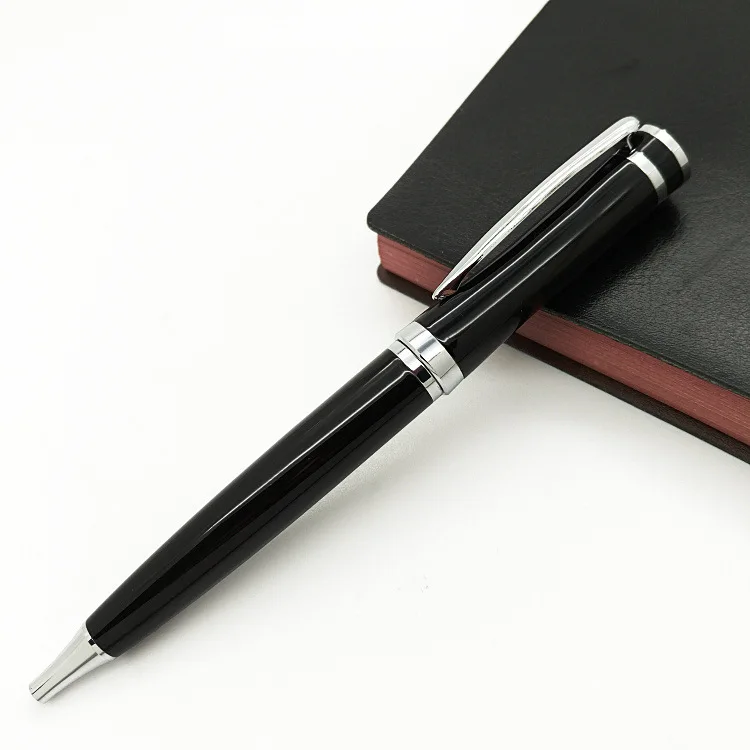Креативная вращающаяся металлическая шариковая ручка для обучения и офиса, канцелярские принадлежности, школьные подарочные ручки, роскошные бизнес-ручки для отелей, канцелярские принадлежности - Цвет: Black