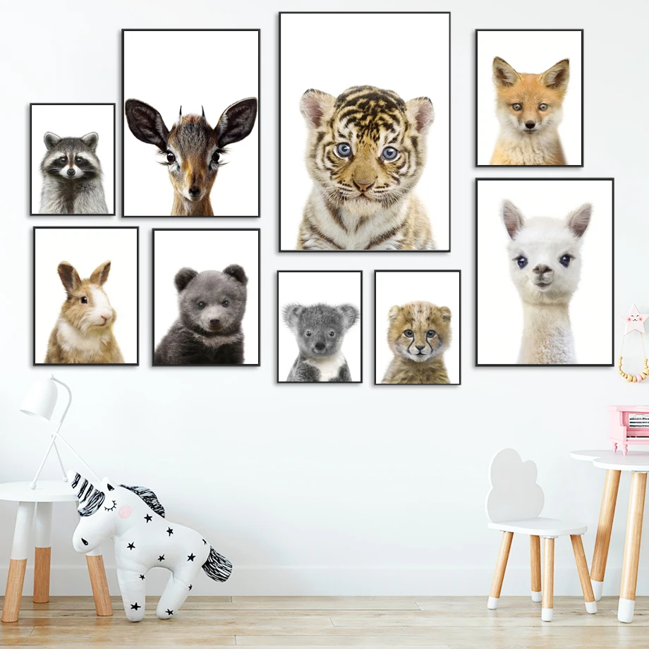 

Cute Bear Koala Fox Llama Rabbit Nursery Wall Art Canvas Painting Nordic Posters And Prints Wall Pictures Baby Kids Room Decor