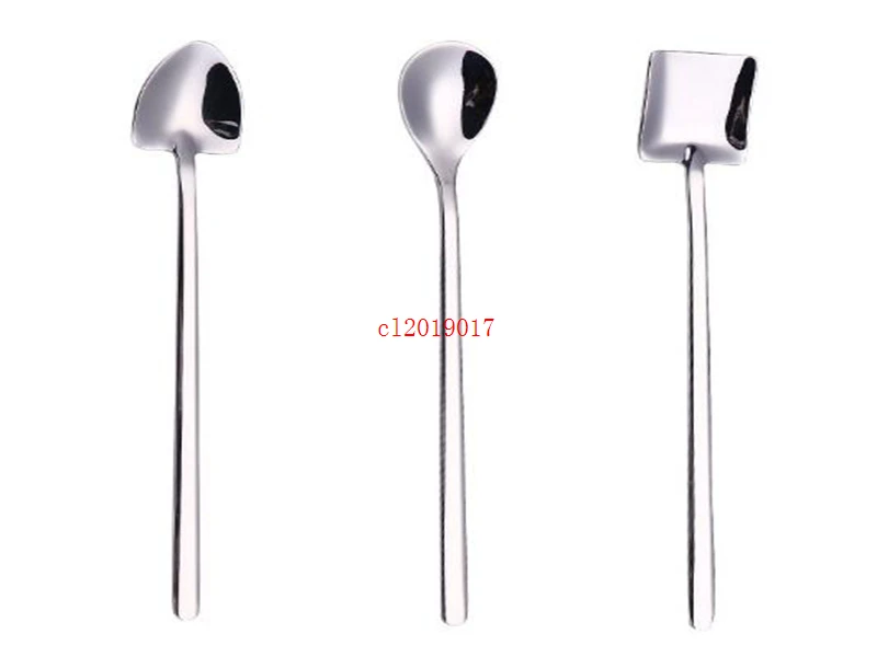 

Creative Sharp Square Round Shaped Milk Tea Coffee Stirring Scoop Stainless Steel Coffee Spoon Dessert Spoon Cafe