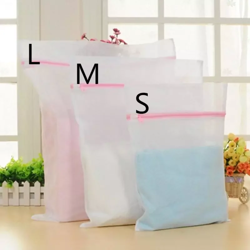 1pc Durable con cremallera lavado de bolsas de almacenamiento Organización del hogar lavado bolsas de lavandería máquina utilizada bolsas de malla red lavandería caso de poliéster