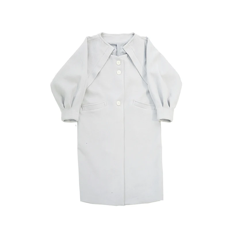 Light blue gray TVVOVVINLoose Fit Gray большой размер длинное шерстяное пальто, парки, новинка, длинный рукав-фонарик, женская мода, Осень-зима 1469 - Цвет: Light blue gray