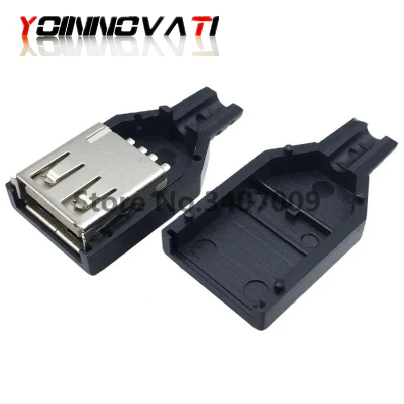 10 шт. Тип у муфтовый стыковочный USB 4 Pin разъем с черной Пластик крышка |