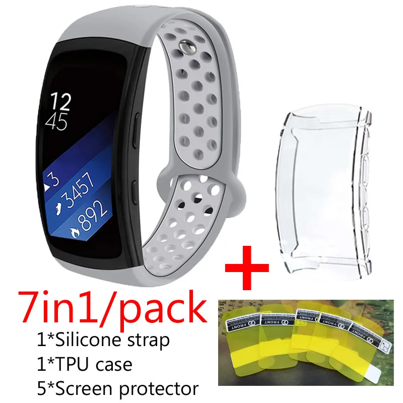 7 в 1 упаковка наручных часов ремешок для samsung gear Fit2 pro SM-R365 gear Fit2 PRO умный Браслет fit 2 pro защита экрана - Цвет: 12