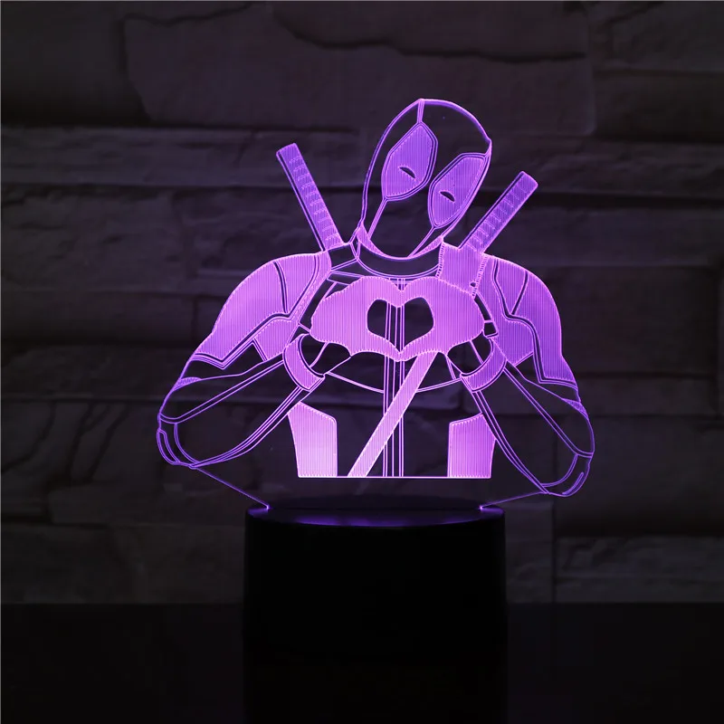 Милый супергероев Marvel любовь фильма «Дэдпул»; рубашки 3D светодиодный ночной Светильник USB настольная лампа домашний Декор Рождественский подарок на день рождения для мальчика ребенок игрушка 2421
