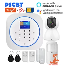 Беспроводная Wi-Fi GSM сигнализация Tuya Alexa Google система безопасности PIR датчик движения окна двери приложение дистанционное управление камера домашний монитор