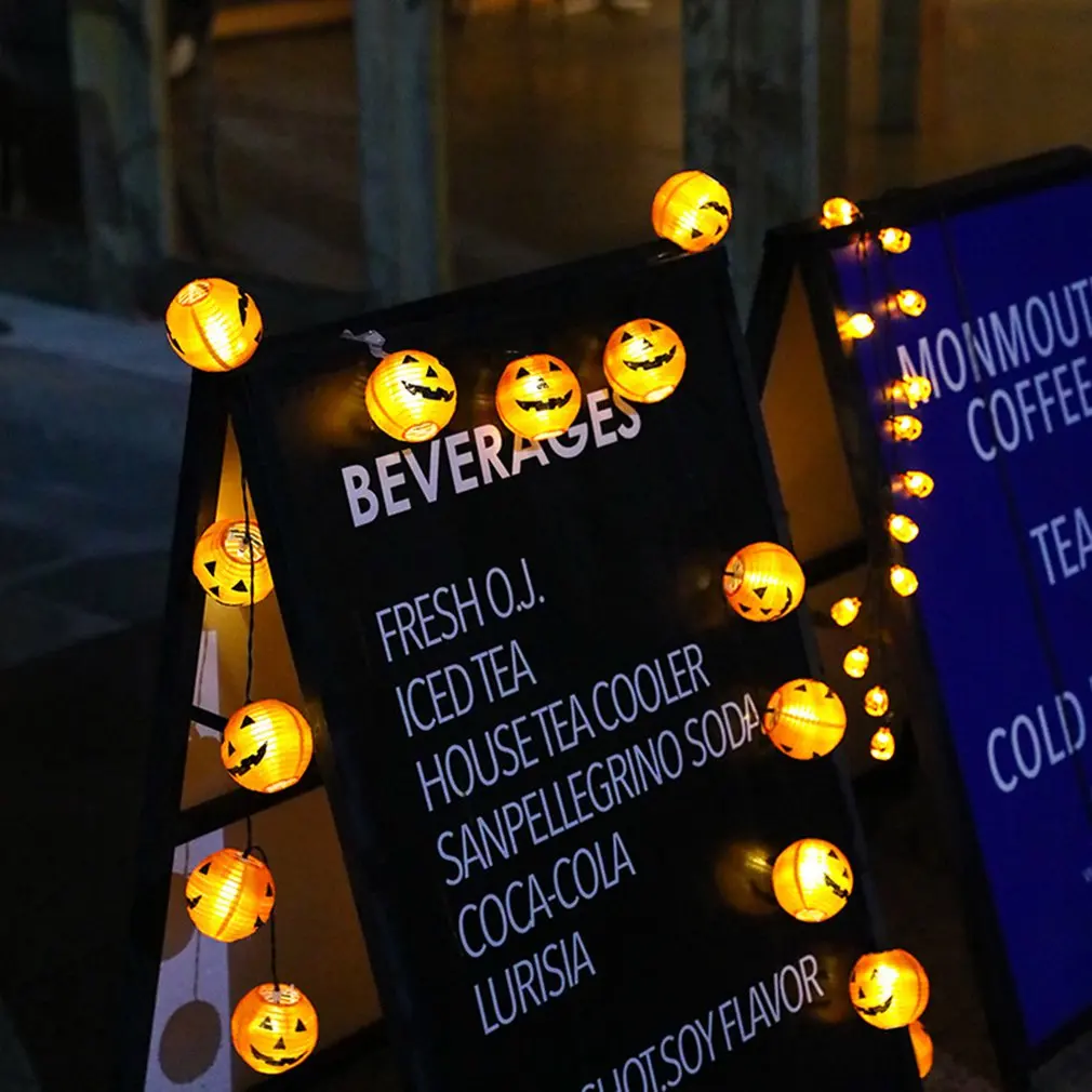 LED Halloween Pumpkin String Lights 3D Halloween Lantern Party Home DIY Decor Warm White Battery Operated Light